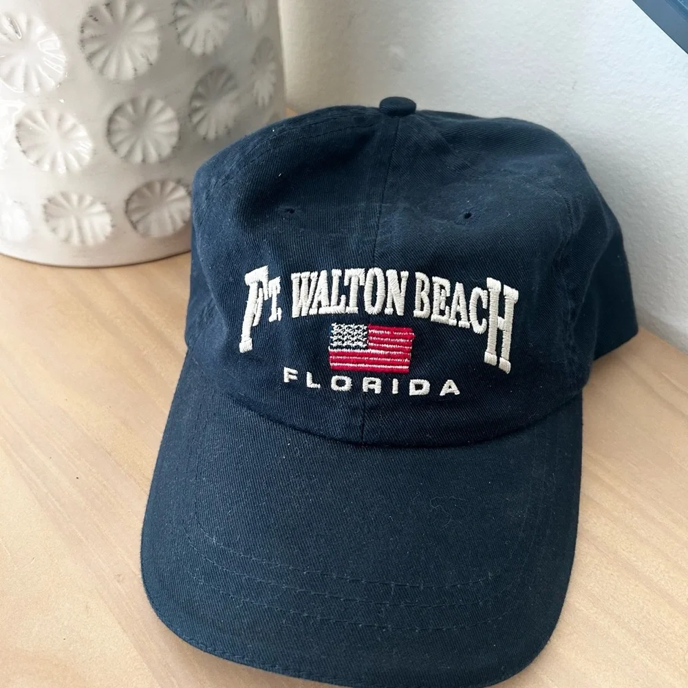 Dad Hat Destination Ft. Walton Beach Florida Navy American Flag Cap Hat